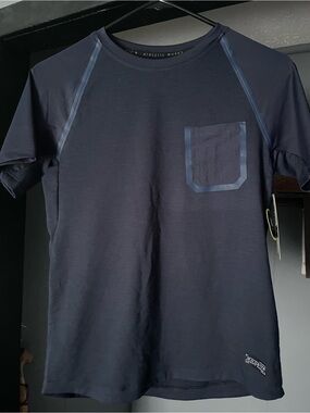 Athletic Works Men's Dark Navy Short-Sleeve Pocket Tee